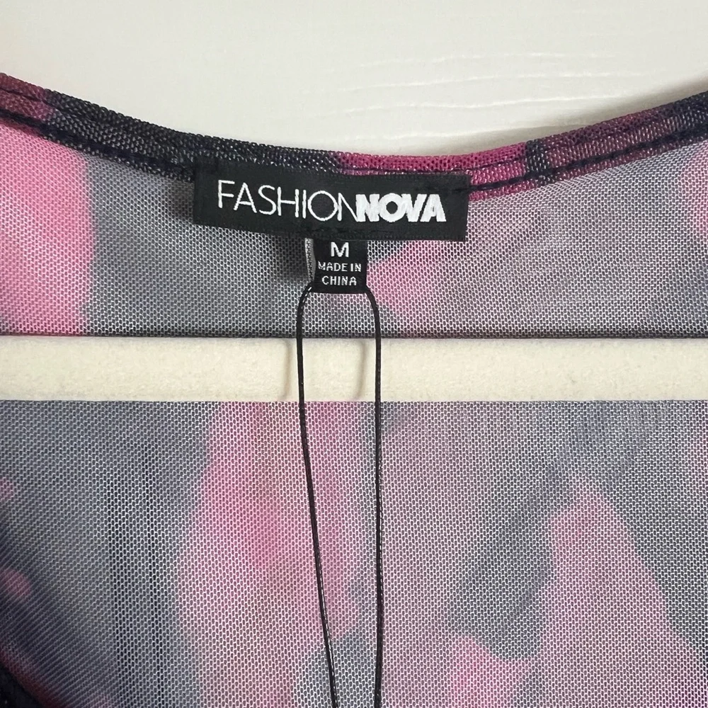 Fashion‎ Nova Nicki Mesh Bodysuit - Purple/black combo Size M - Picture 2 of 6